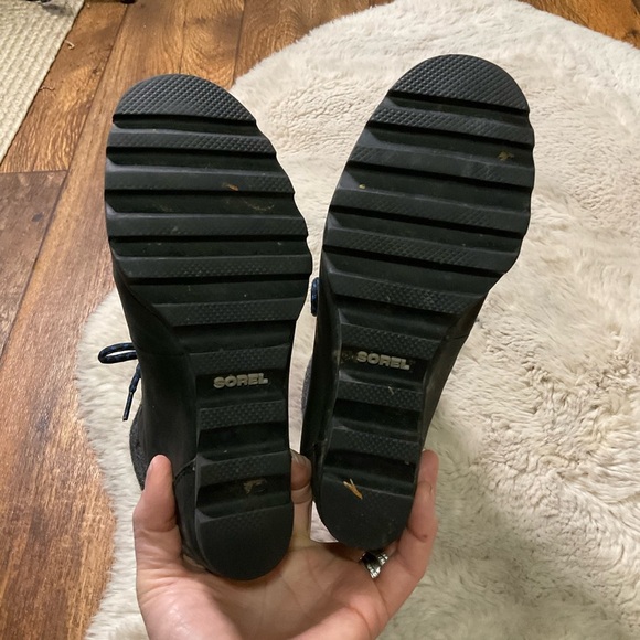 Sorel Conquest Wool Wedge LL5298-010 Ankle Boots Womens 7.5 Black Leather Laceup - Picture 7 of 12